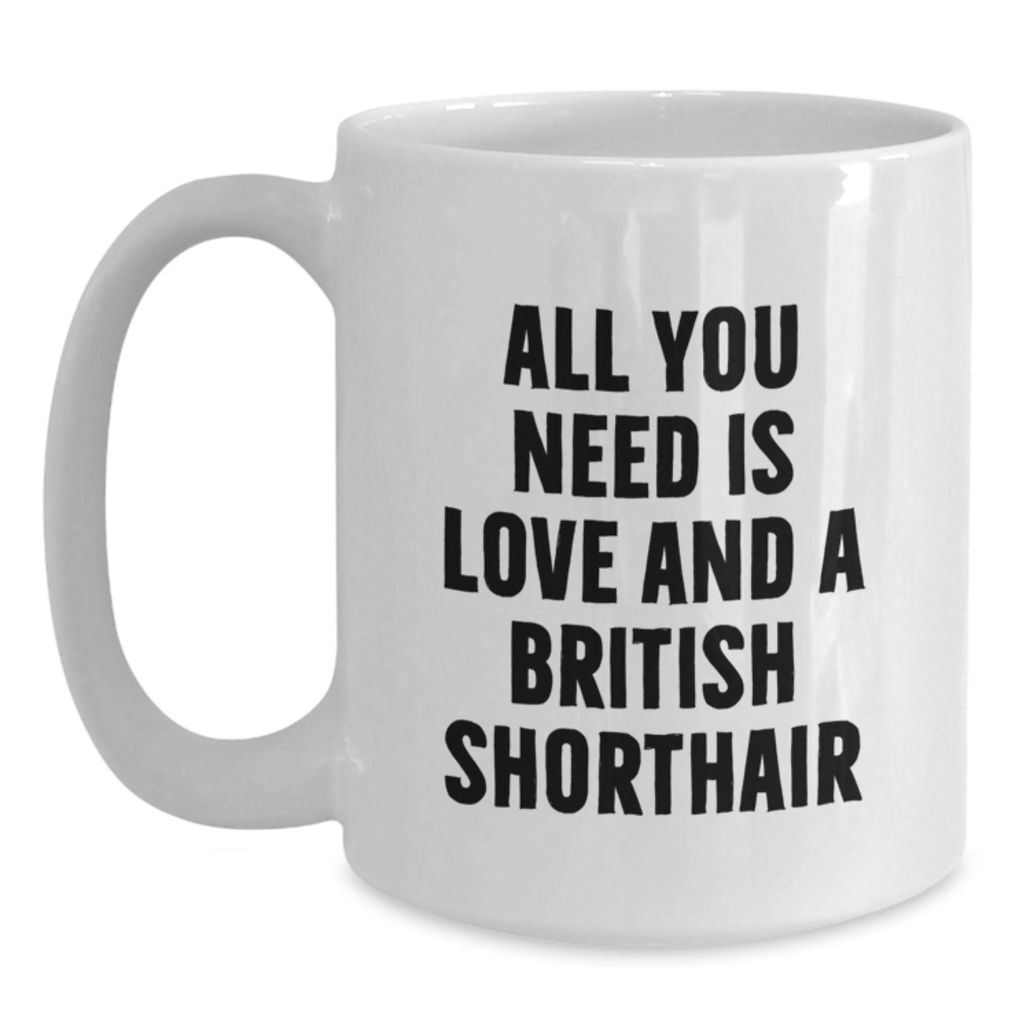 British Shorthair Cat Lovers White Coffee Mug Gifts from Friends for British Shorthair Cat Enthusiasts - All You Need Is Love And A British Shorthair Christmas Unique Mugs - Main