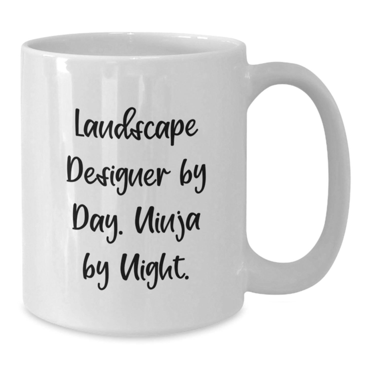 Funny Landscape Designer Gifts from Friends for Birthday - White Coffee Mug, 'Landscape Designer By Day. Ninja By Night.' - Additional