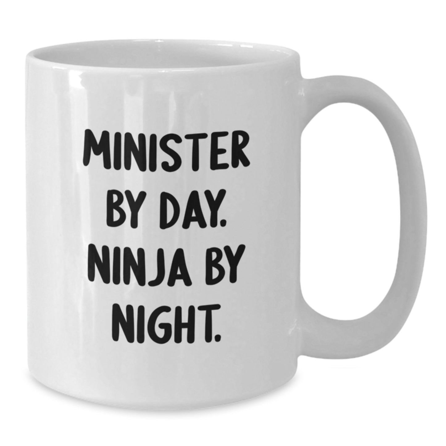 Minister Gifts, Funny White Coffee Mug, 'Minister By Day. Ninja By Night.' for Birthday, Gifts from Friends, Gifts for Minister - Additional