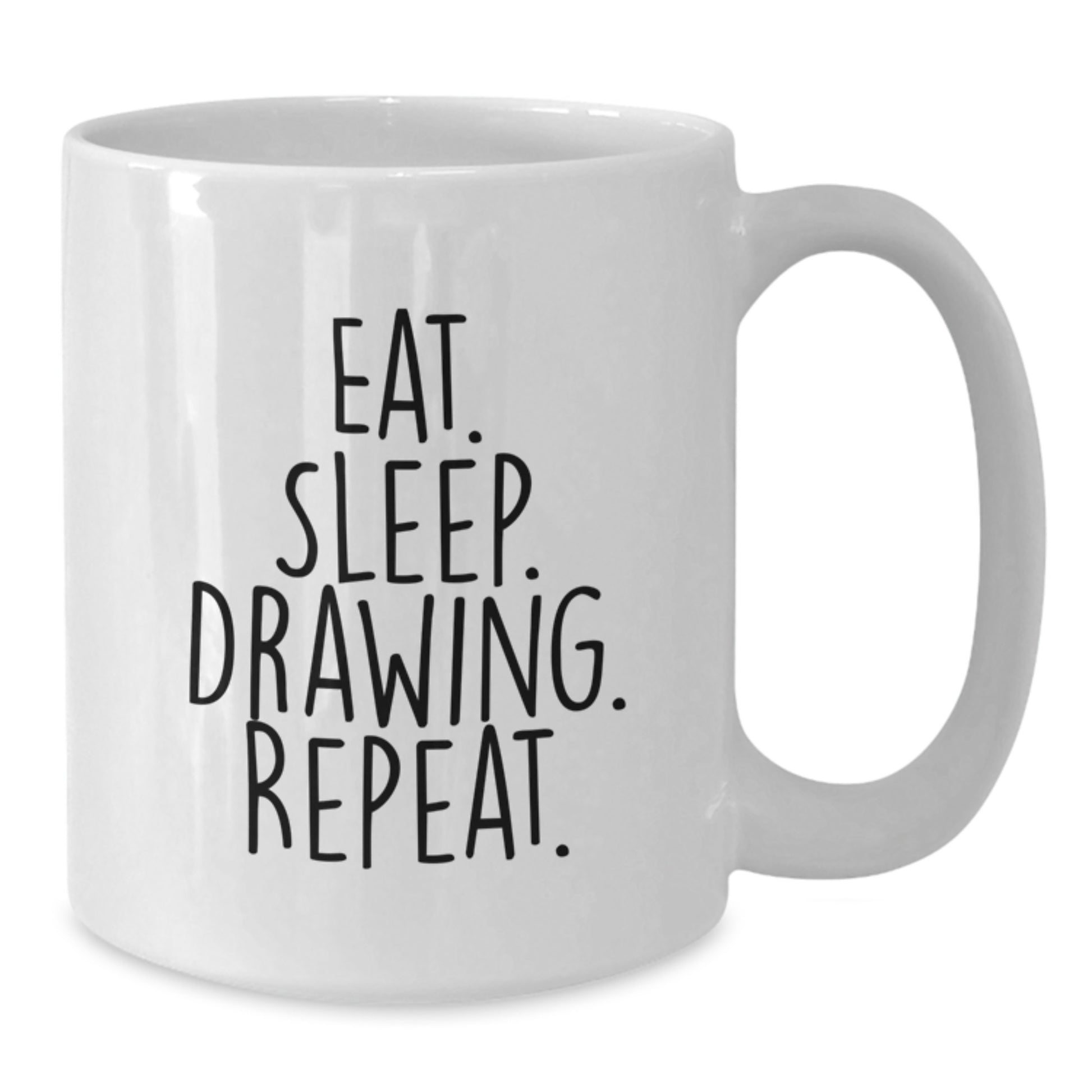 Funny Drawing Gifts for Friends - White Coffee Mug, Eat. Sleep. Drawing. Repeat., Birthday Unique Present from Friends - Additional