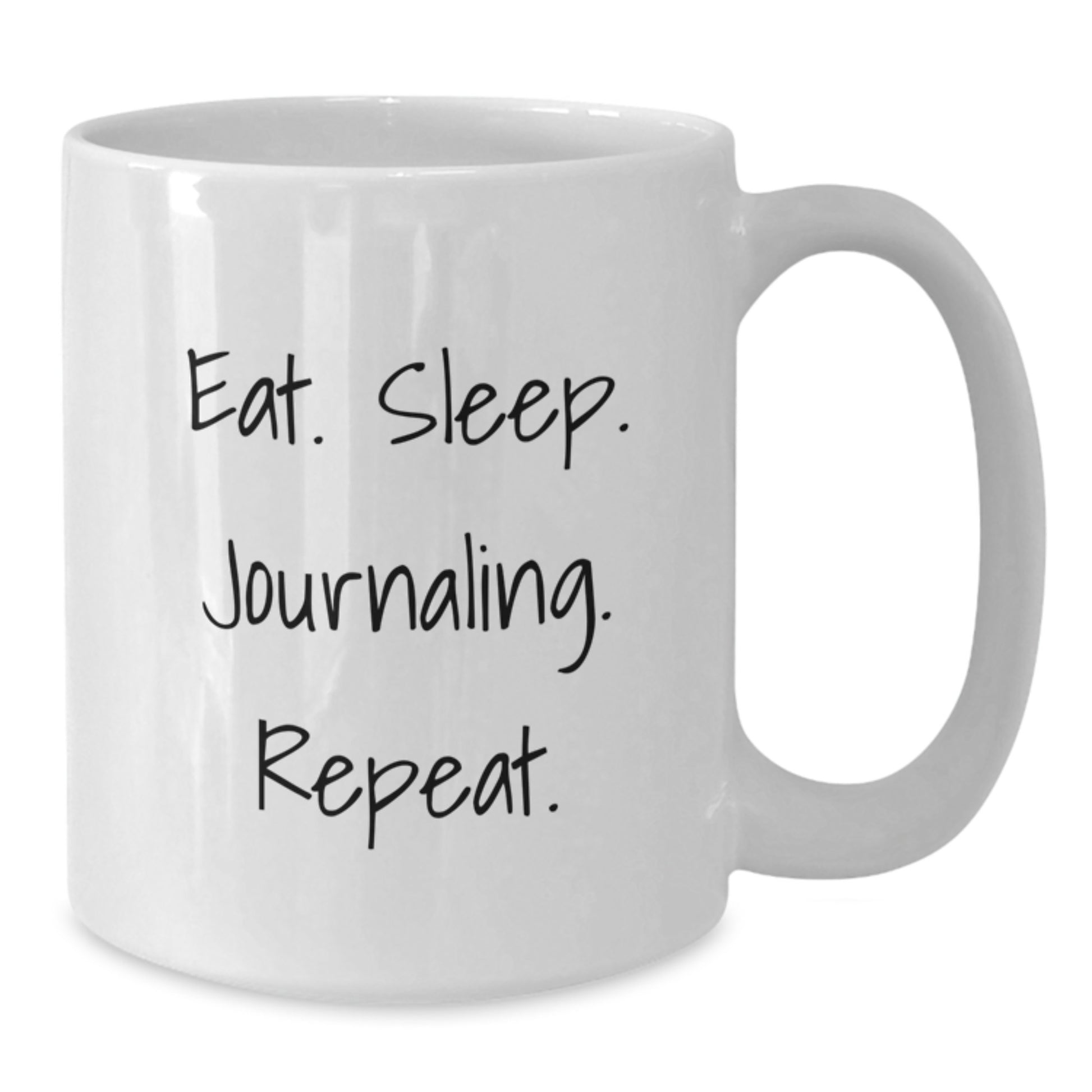 Funny Journaling Gifts for Women, 'Eat. Sleep. Journaling. Repeat.' White Coffee Mug, Birthday Unique Gifts from Friends - Additional