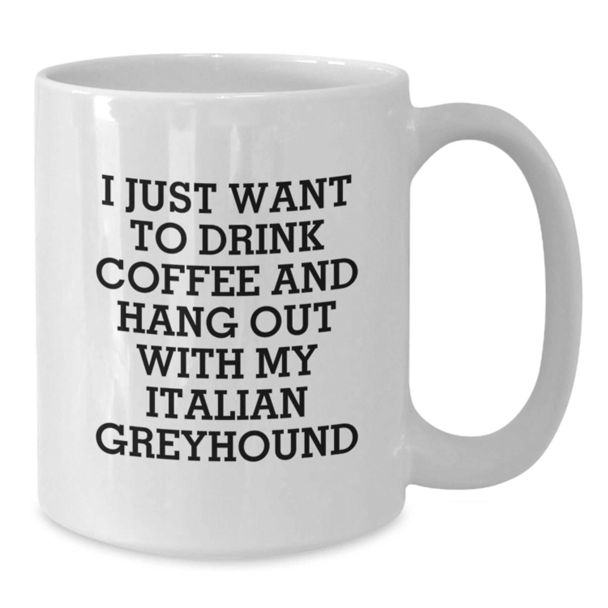 Italian Greyhound Dog Lovers Funny Gift, 'I Just Want To Drink Coffee And Hang Out With My Italian Greyhound', White Coffee Mug for Birthday from Friends or Family - Additional