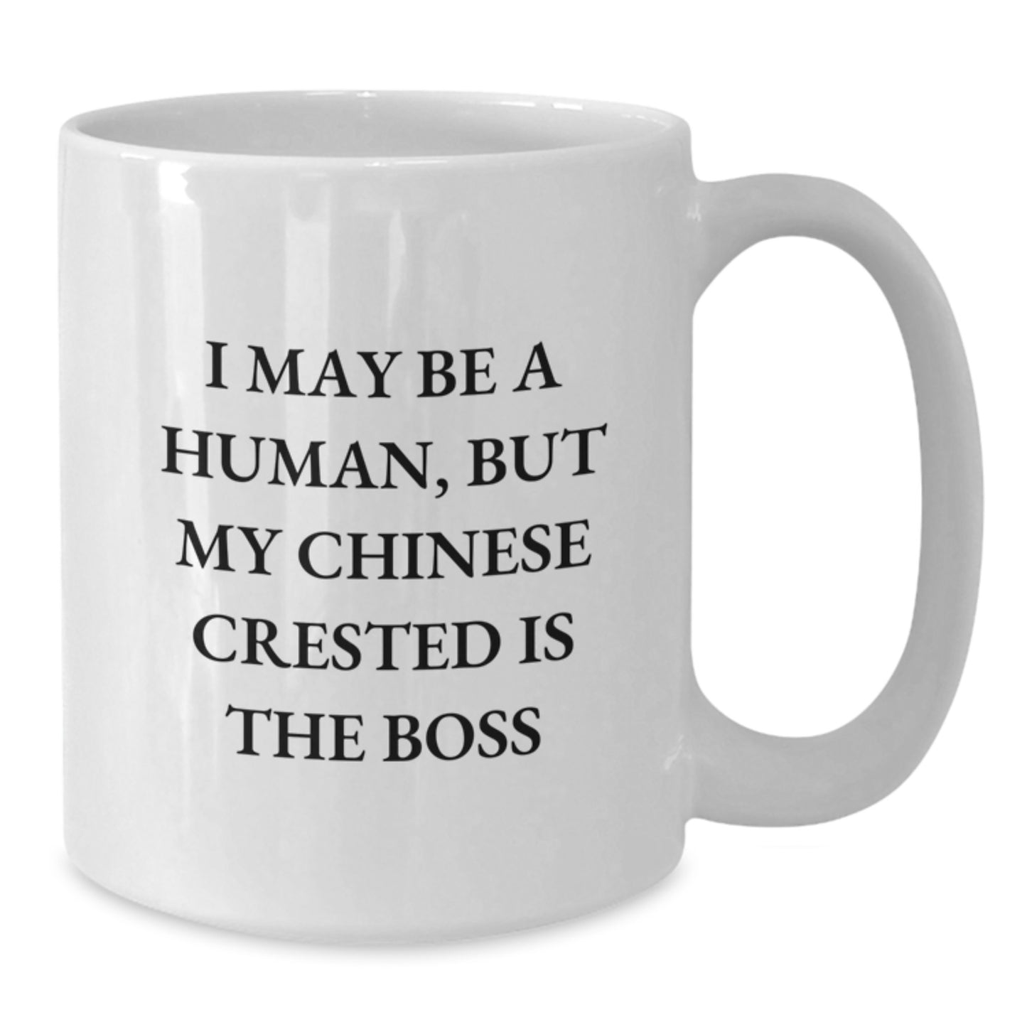 Funny Chinese Crested Dog Lover Gifts from Friends to Family - I May Be A Human, But My Chinese Crested Is The Boss Quote White Coffee Mug for Birthday Unique Gifts - Additional