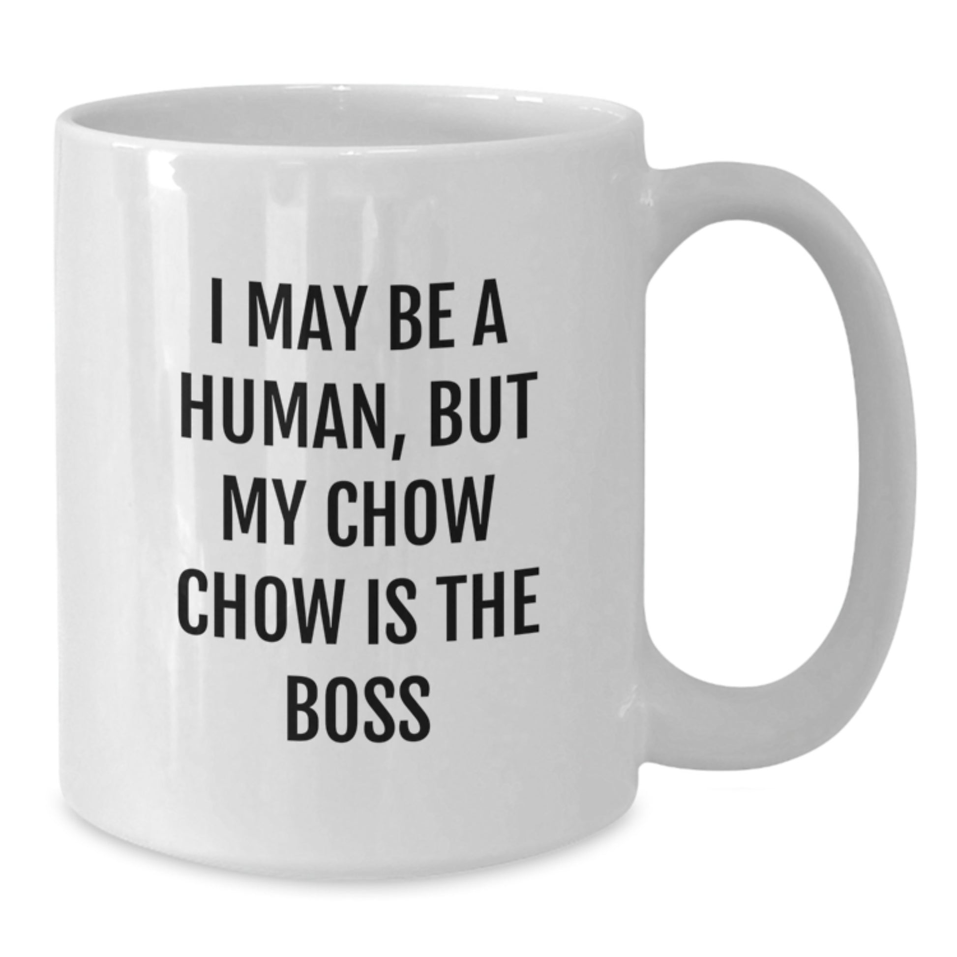 Funny Chow Chow Dog Gifts, White Coffee Mug for Birthday, 'I May Be A Human, But My Chow Chow Is The Boss' - Gifts from Family, Friends, and Coworkers - Additional