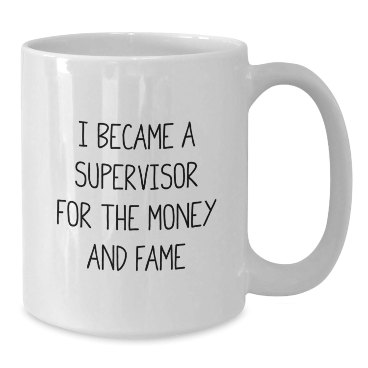 Funny Supervisor Gifts for Men, Women, Friends, or Coworkers - White Coffee Mug - I Became A Supervisor For The Money And Fame Gifts from Family - Additional