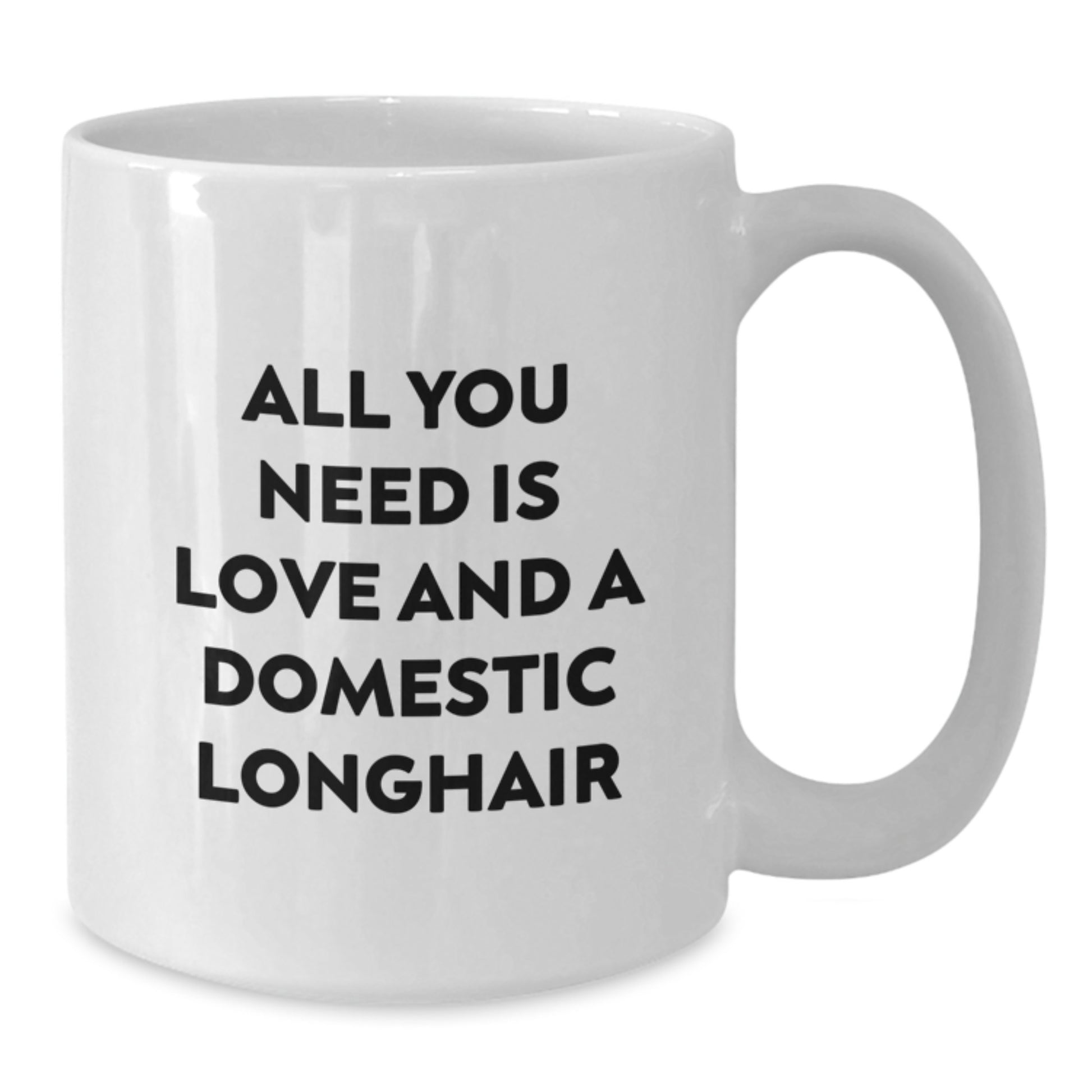 Domestic Longhair Cat Lovers Gifts, Funny White Coffee Mug for Birthday, 'All You Need Is Love And A Domestic Longhair' Quote, Gifts from Family - Additional