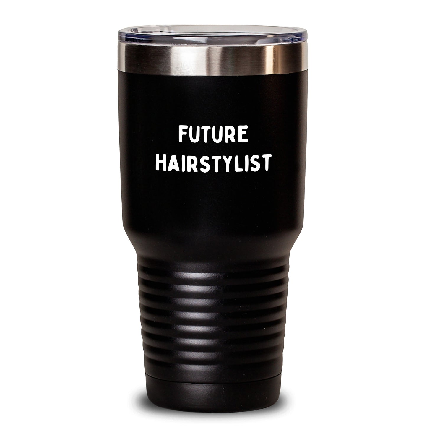 Funny Future Hairstylist Birthday Unique Gifts from Friends to Hairstylist, Enthusiast Tumbler with Inspirational Quote, Black 20oz/30oz Capacity with Lid - Main