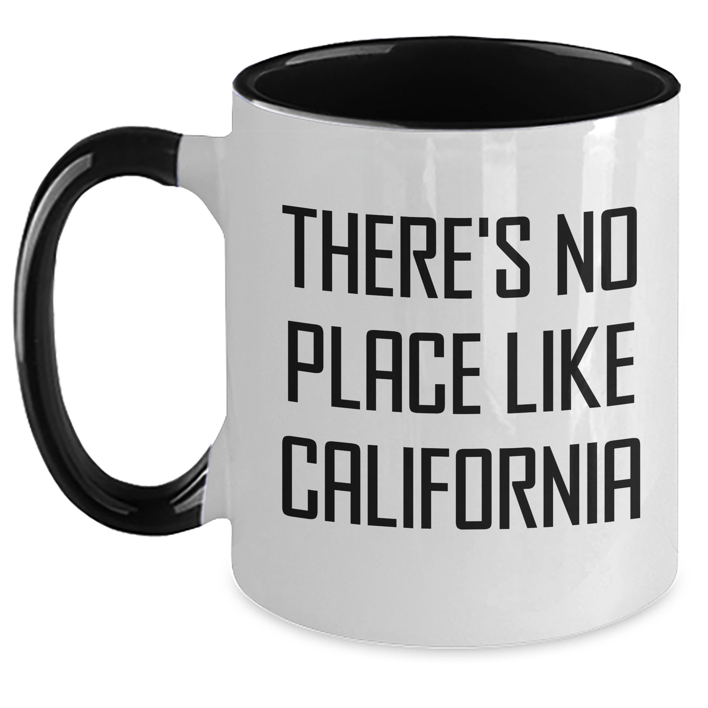 Funny California Gifts for Men from Friends - Two Tone Coffee Mug with 'There's No Place Like California' Quote, Perfect for Graduation - Main