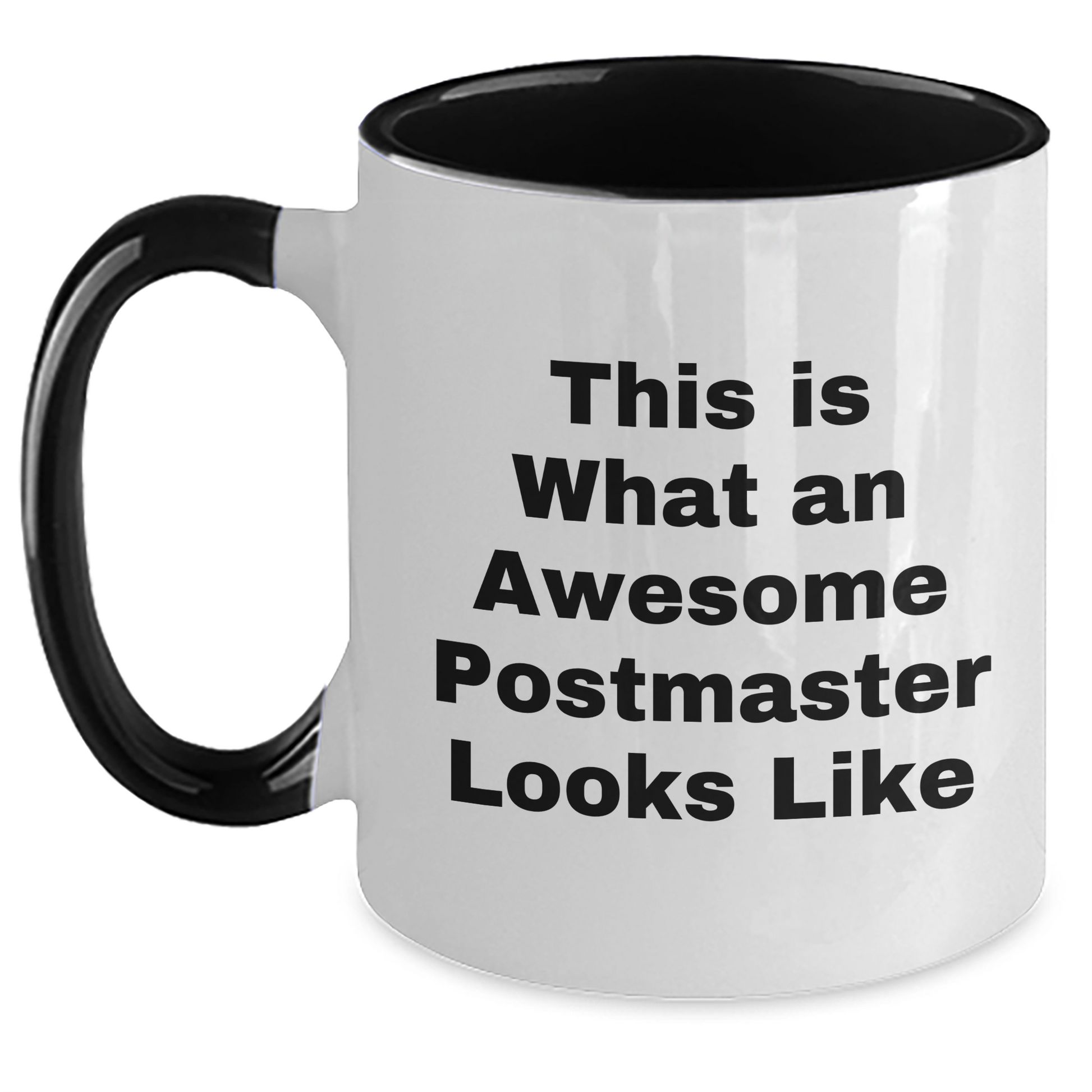 Funny Postmaster Gifts from Friends - Two Tone Coffee Mug, 'This Is What An Awesome Postmaster Looks Like' Quote, Graduation Unique Gifts for Postmaster - Main