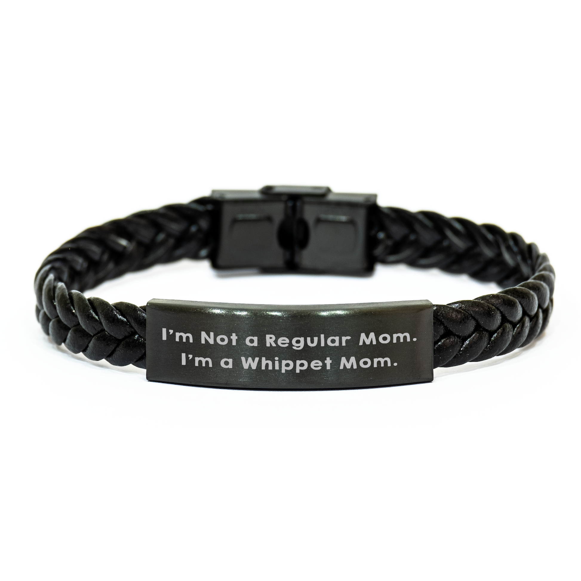 Whippet Mom's Gift, I'm Not A Regular Mom. I'm A Whippet Mom. - Interlaced Leather Graduation Gift for Whippet Dog, Men, or Women from Friends, Family, or Coworkers - Image 1
