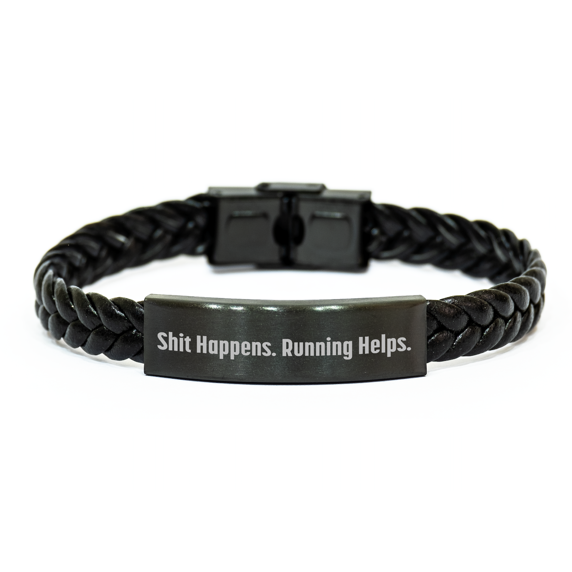 Funny Running Motivation Gifts from Friends for Running Lovers, Interlaced Leather Bracelet with Stainless Steel for Graduation Unique Gifts - Image 1