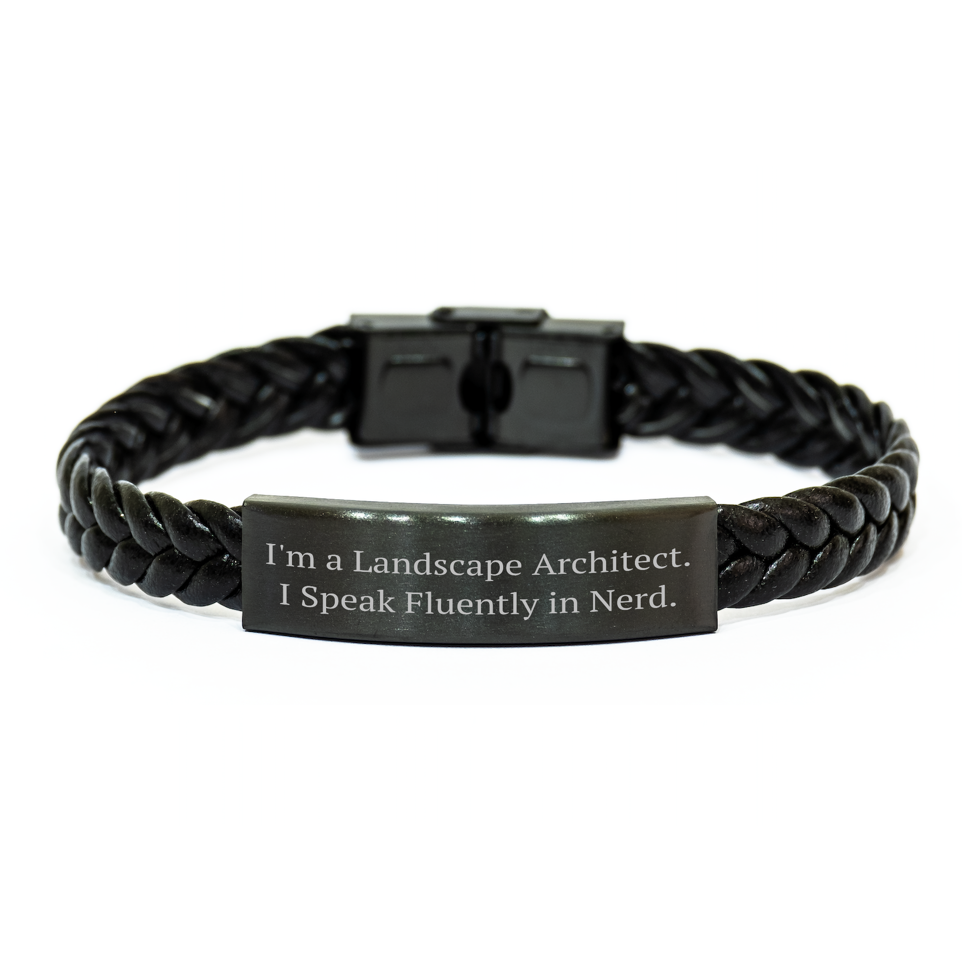 Funny Landscape Architect Gifts, Interlaced Leather Bracelet for Landscapers, 'I'm A Landscape Architect. I Speak Fluently In genius.' Quote, Graduation Unique Gifts from Friends, Coworkers, Family - Image 1