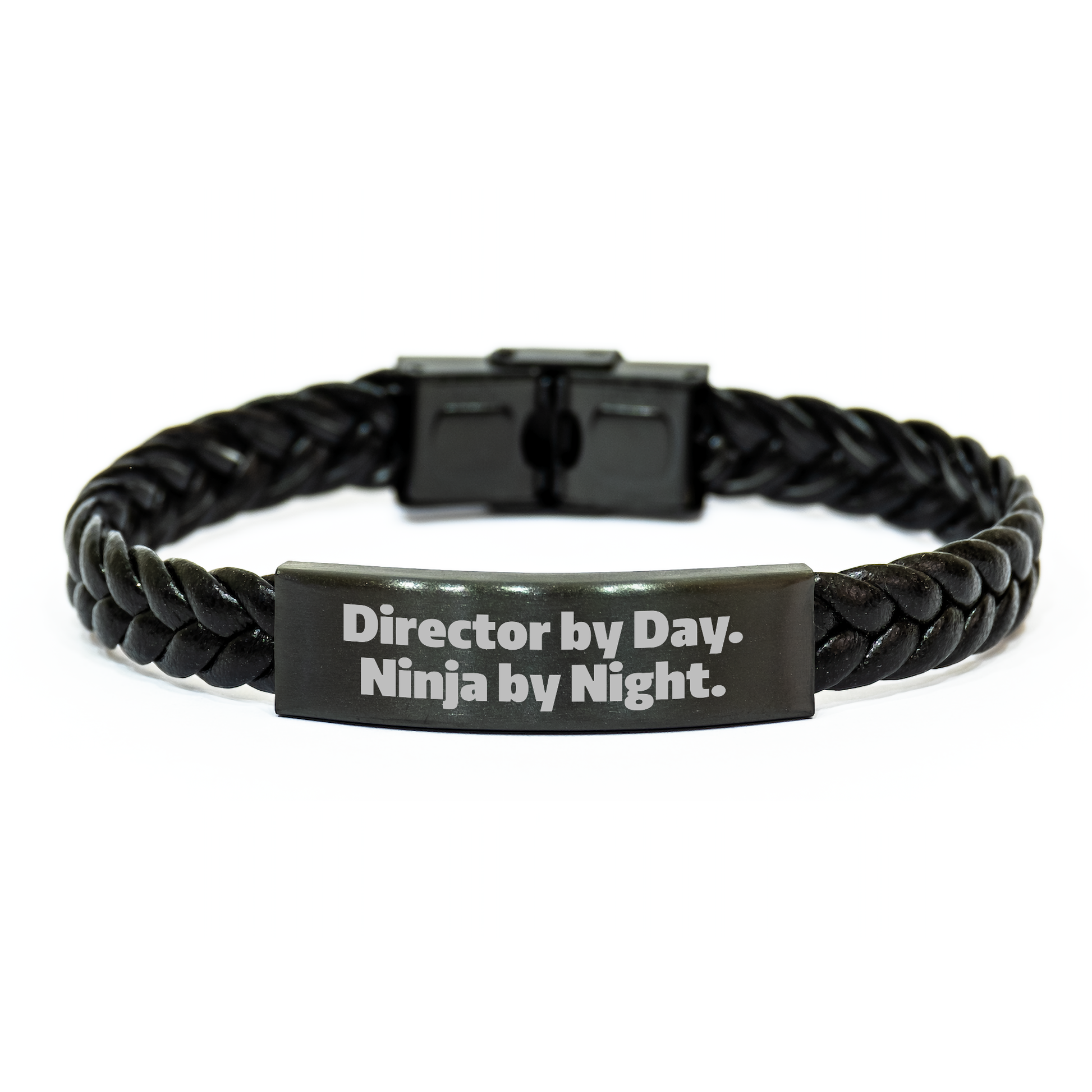 Director By Day. Ninja By Night. Interlaced Leather Bracelet for Graduation Unique Gifts from Friends to Director - Image 1