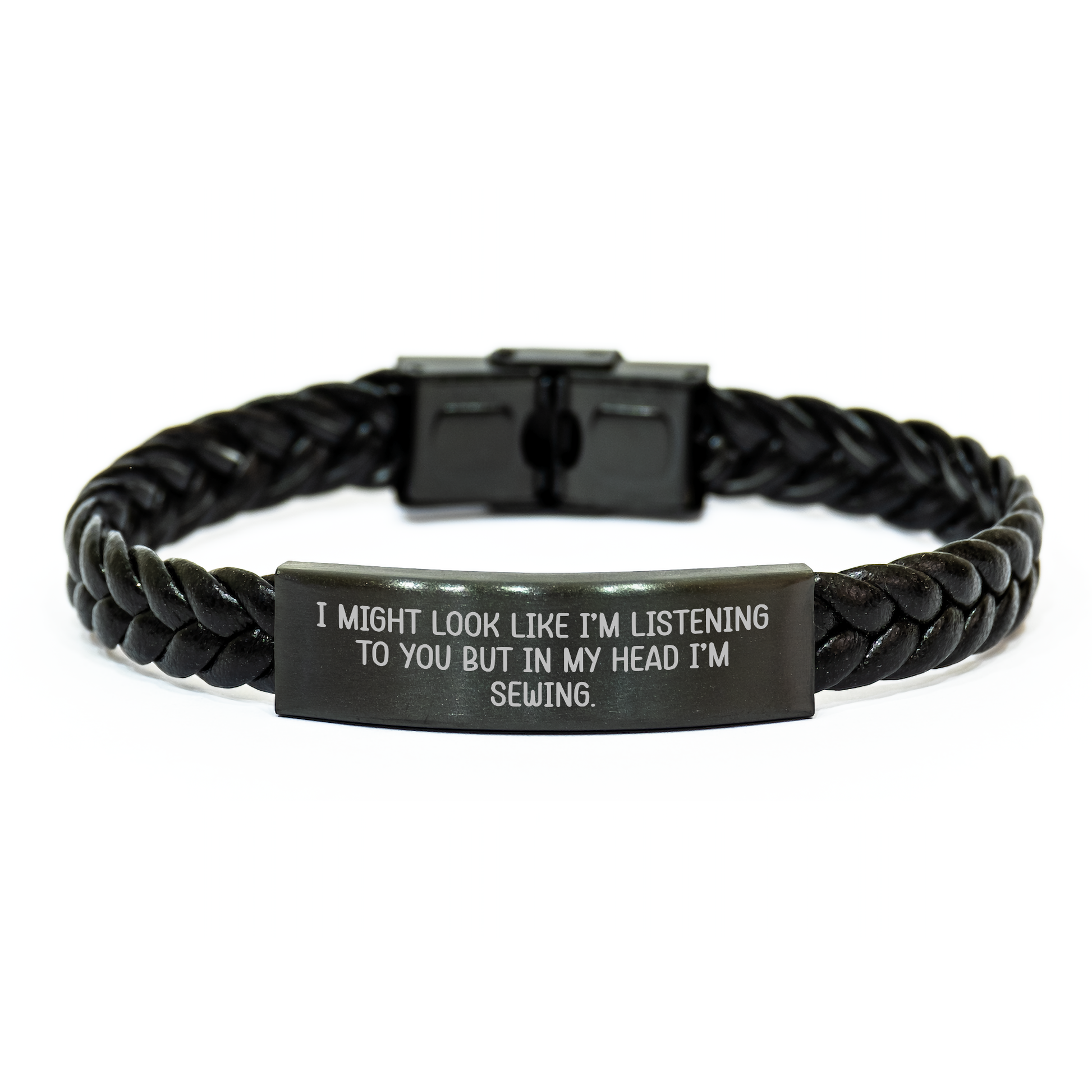 Sewing Inspiration Gifts for Women Friends Coworkers Family - Funny Quote Interlaced Leather Bracelet for Graduation Sewing Enthusiasts, Gifts from Women to Men, Friends, Family - Image 1