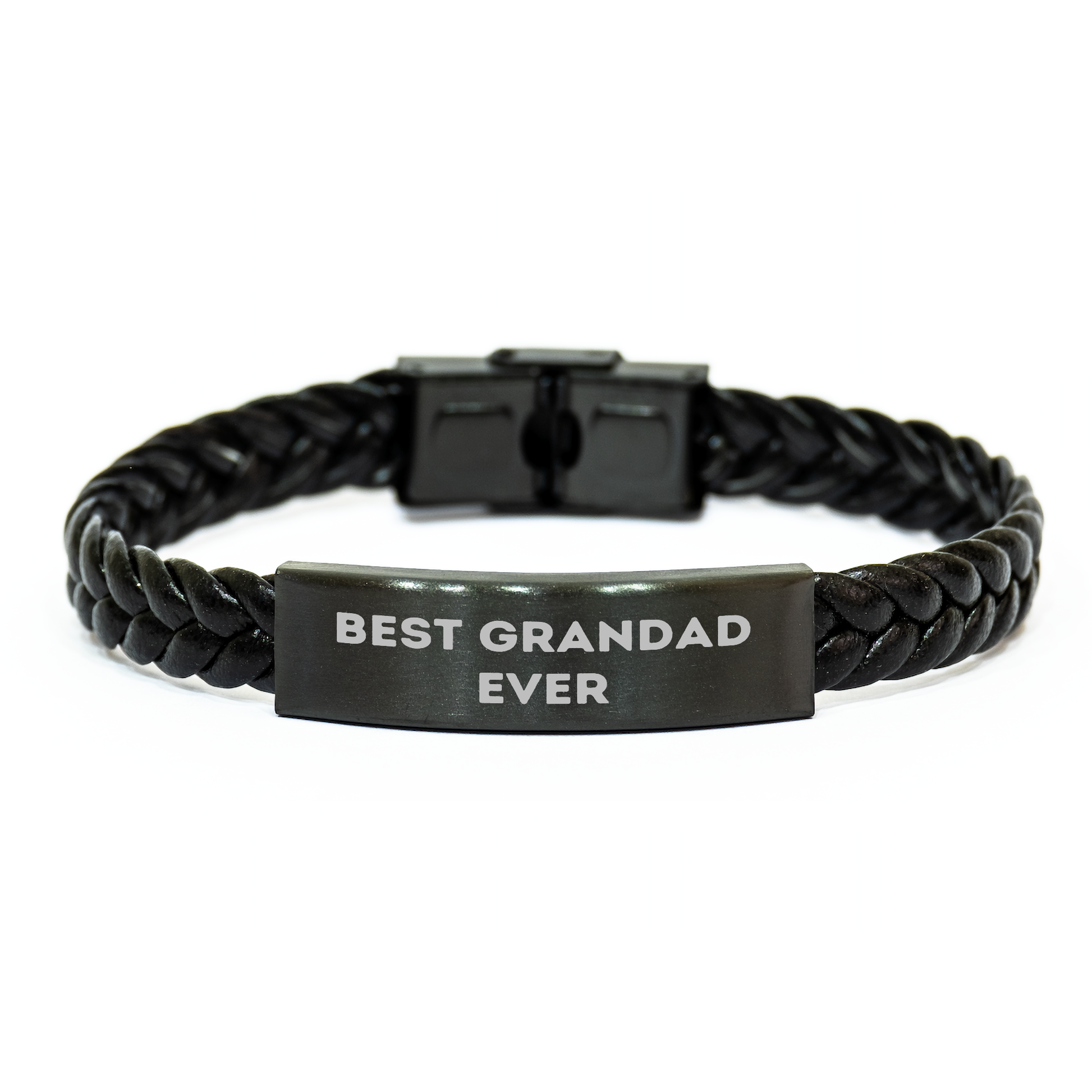 Funny Best Grandad Ever Gifts for Men from Family, Interlaced Leather Bracelet for Grandad's Graduation Unique Gifts - Image 1