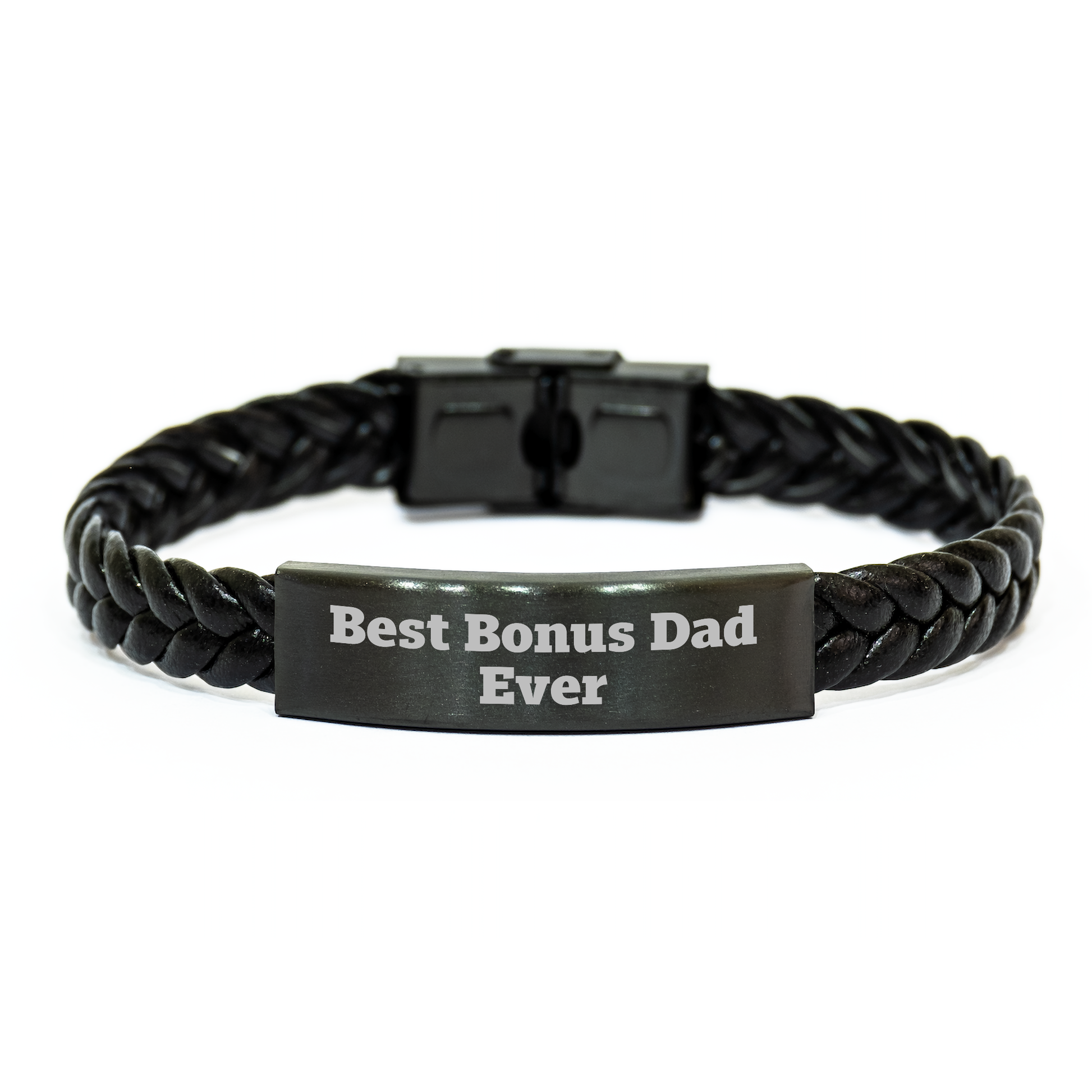 Funny Bonus Dad Gifts from Friends Unique Interlaced Leather Wraps for Graduation 'Best Bonus Dad Ever' Quote Men's Accessories - Image 1