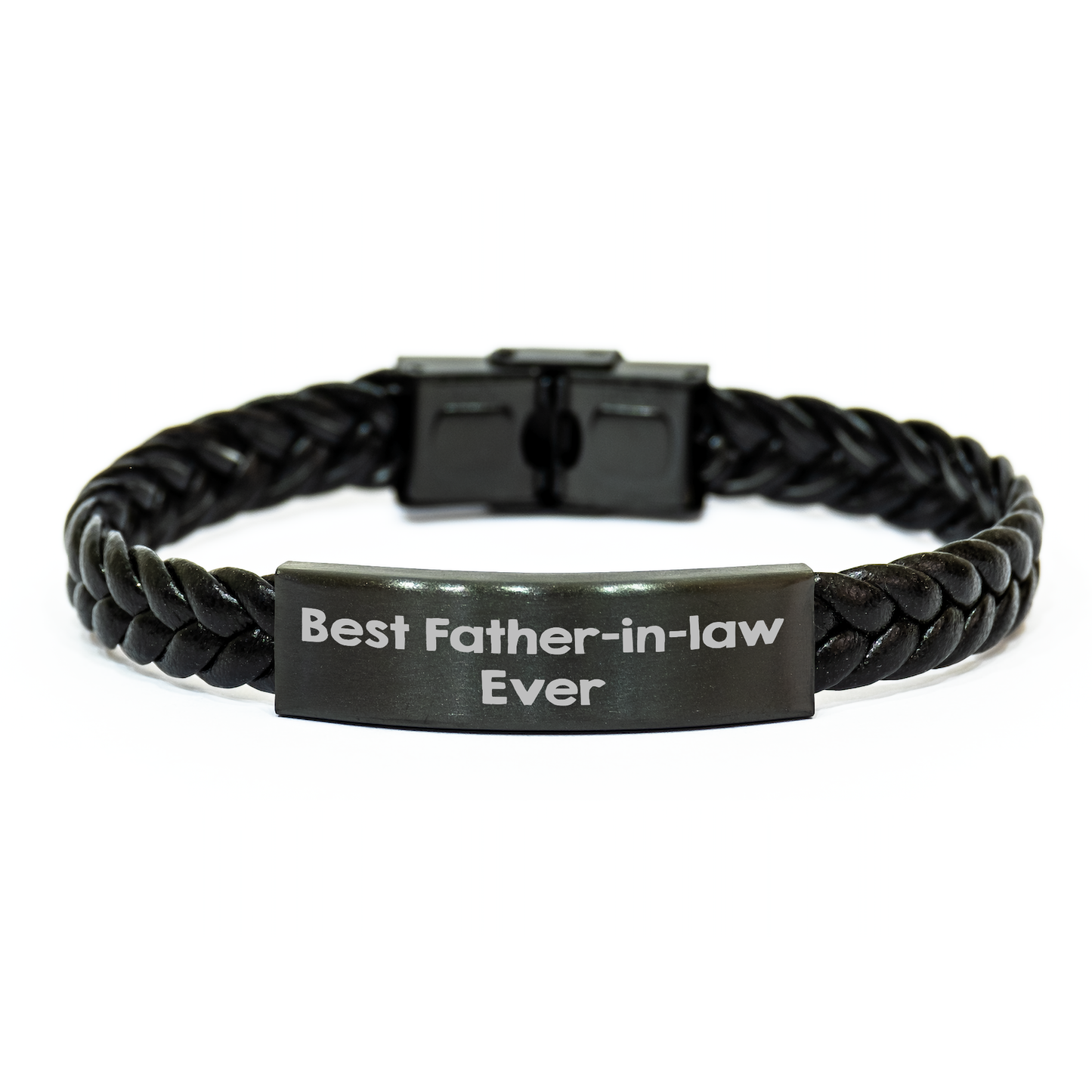 Funny Best Father-in-law Ever Interlaced Leather Bracelet Gifts for Dad's Special Occasions Graduation Unique - Image 1