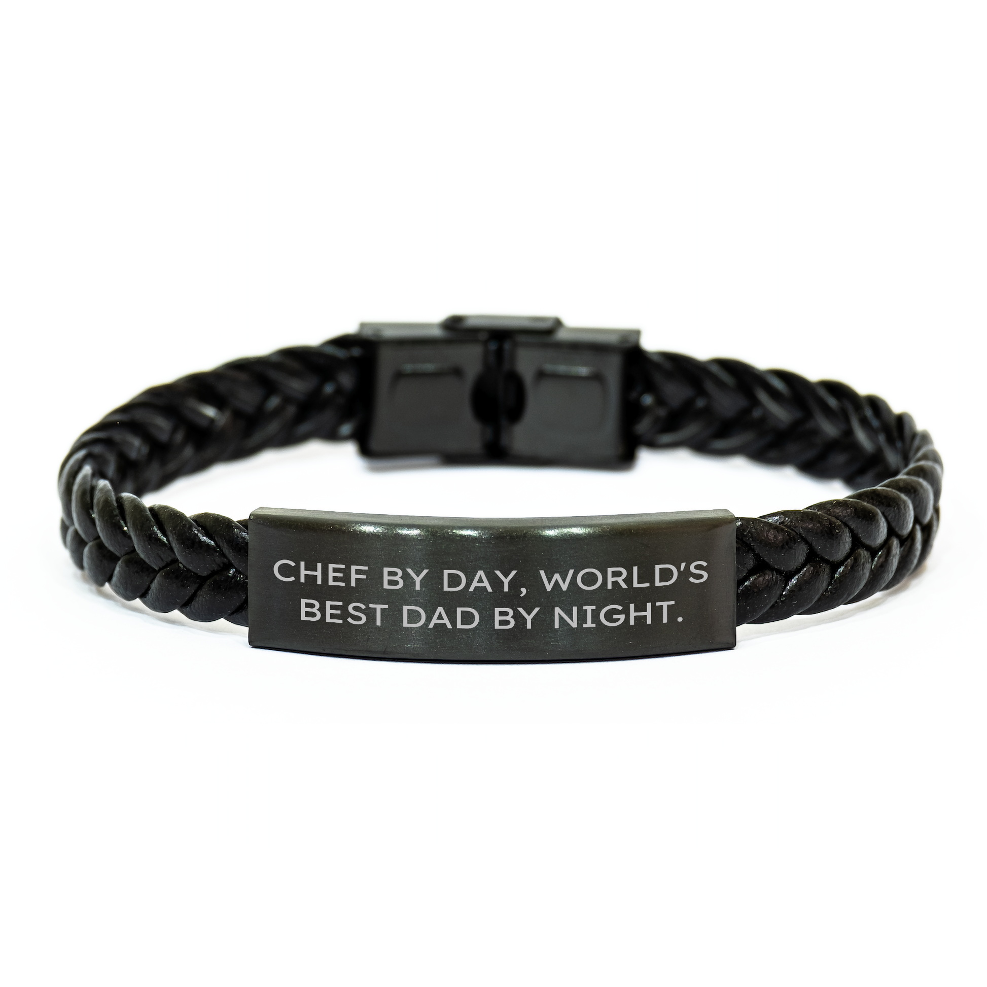 Chef's Delight Interlaced Leather Bracelet, Funny Quote for World's Best Dad, Graduation Unique Gifts from Men to Chef - Image 1