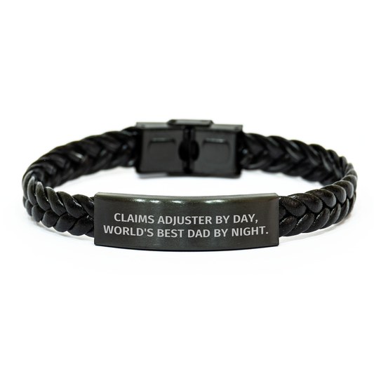 Claims Adjuster Gifts, Funny Quote, Interlaced Leather Bracelet for Graduation - Gifts from Men to Claims Adjuster Men, Unique Graduation Gifts for Him - Image 1