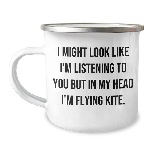Kite Flying Gifts for Men, Funny Camping Mug from Friends, 'I Might Look Like I'm Listening To You But In My Head I'm Flying Kite', Graduation Unique Gifts - Image 1
