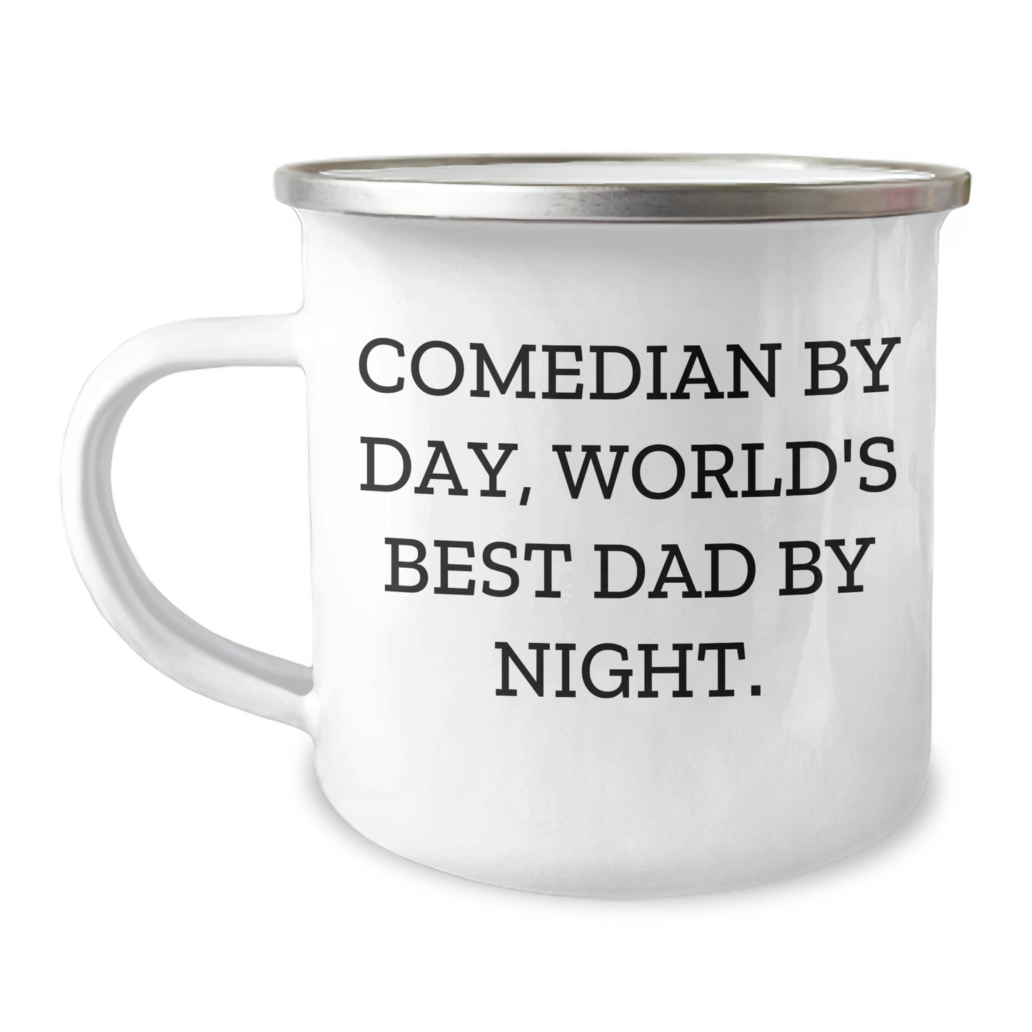 Funny Comedian Gifts for Dad - Comedian By Day, World's Best Dad By Night. - Camping Mug, 12 oz, Graduation Unique Gifts from Friends and Family - Image 1