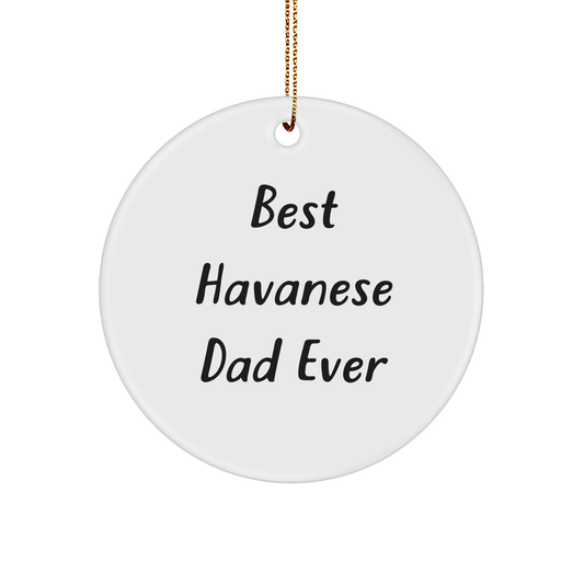 Funny Havanese Dog Lover Gifts from Friends - Circle Ornament with Best Havanese Dad Ever Quote for Christmas Unique Presents - Image 1