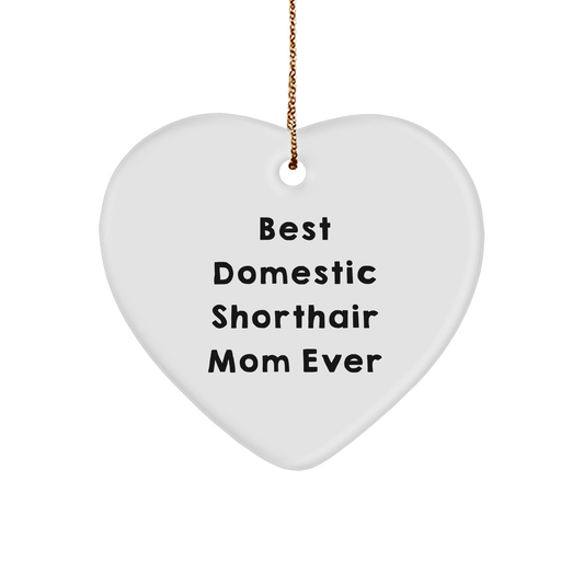 Funny Domestic Shorthair Cat Mom Gifts from Family, Heart Ornament for Christmas Unique Gifts - Image 1
