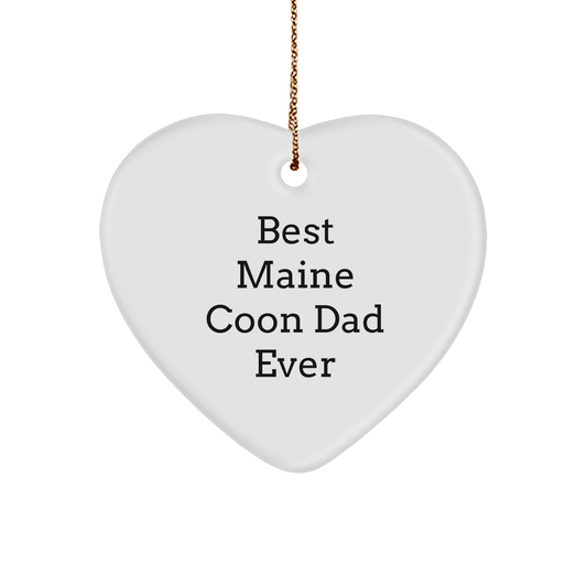 Maine Coon Cat Lover's Heart Ornament, 'Best Maine Coon Dad Ever' Quote, Gifts from Friends to Family, Christmas Unique Gifts for Maine Coon Cat Enthusiasts - Image 1