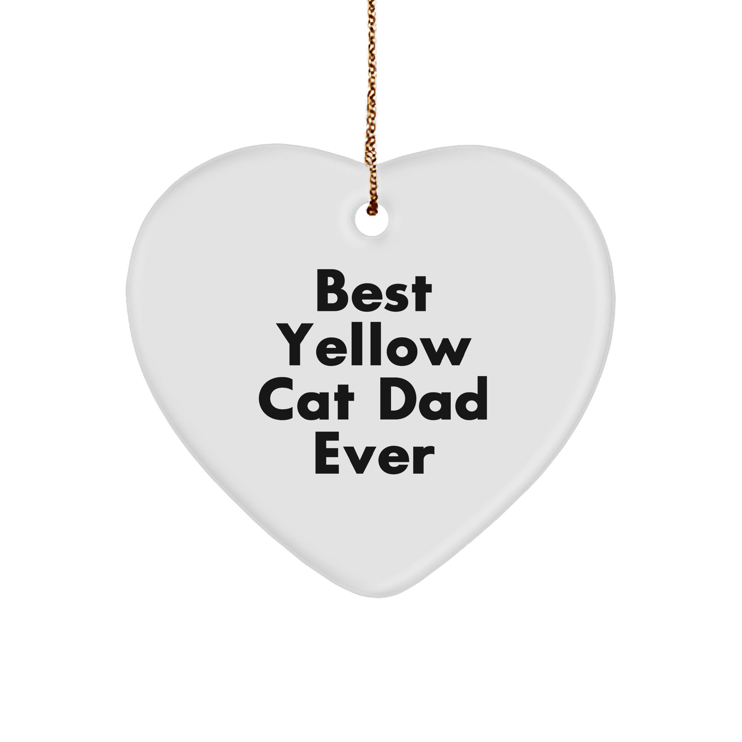 Funny Yellow Cat Dad Gifts for Men, Heart Ornament from Best Yellow Cat Ever, Christmas Unique Gifts for Family and Friends - Image 1