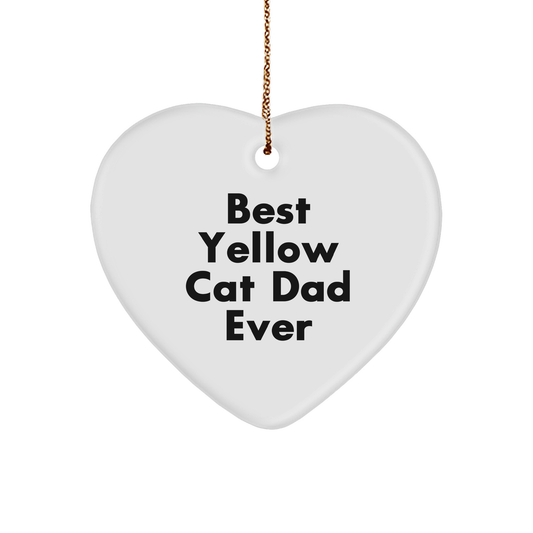 Funny Yellow Cat Dad Gifts for Men, Heart Ornament from Best Yellow Cat Ever, Christmas Unique Gifts for Family and Friends - Image 1