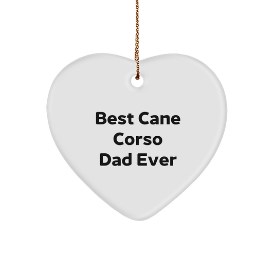 Funny Cane Corso Dog Dad Gifts for Men, Heart Ornament with 'Best Cane Corso Dad Ever' Quote, Christmas Unique Gifts from Family to Friends - Image 1