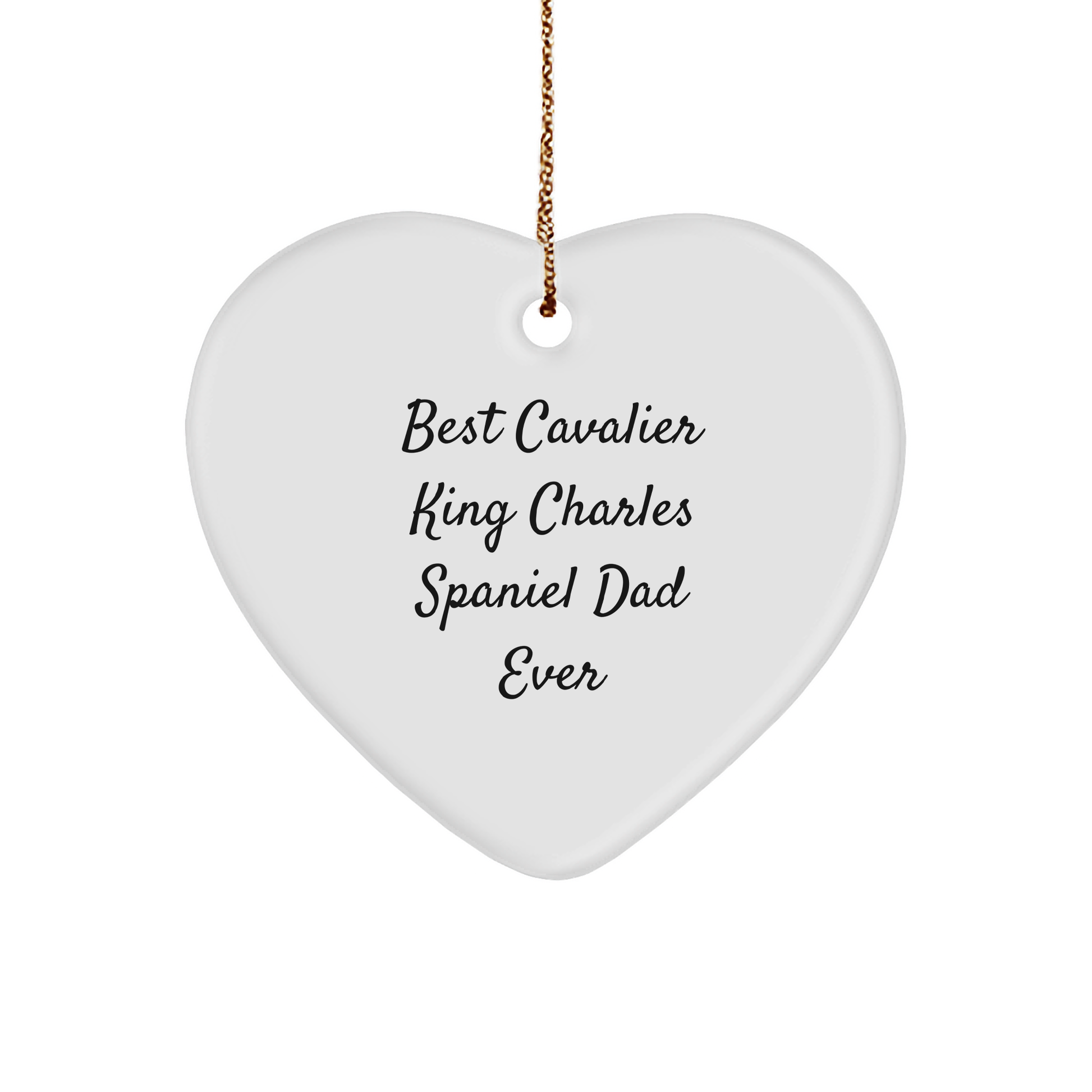 Funny Cavalier King Charles Spaniel Dad Ever Gifts from Family, Heart Ornament for Christmas Unique Gifts - Image 1