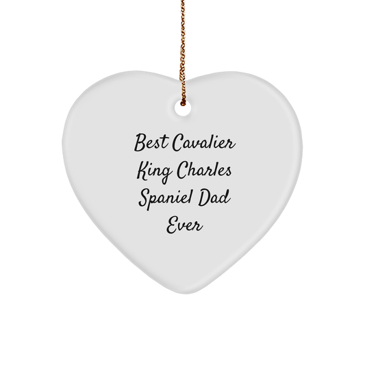 Funny Cavalier King Charles Spaniel Dad Ever Gifts from Family, Heart Ornament for Christmas Unique Gifts - Image 1