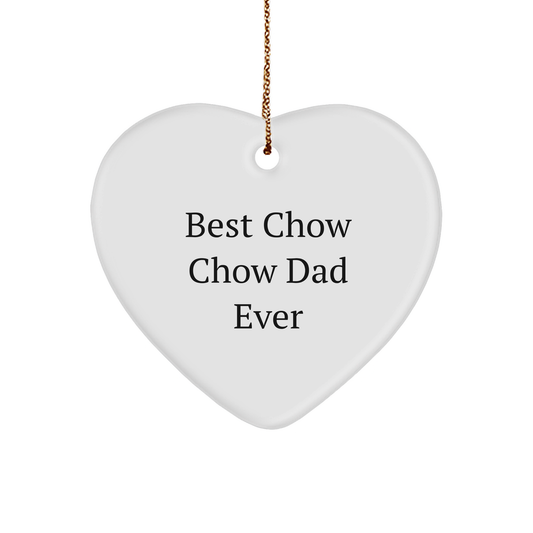 Best Chow Chow Dad Ever, Heartwarming Christmas Unique Gift for Chow Chow Dog Lovers, Heart Ornament with Funny Quote, Durable MDF Construction, Perfect for Home Decor - Image 1