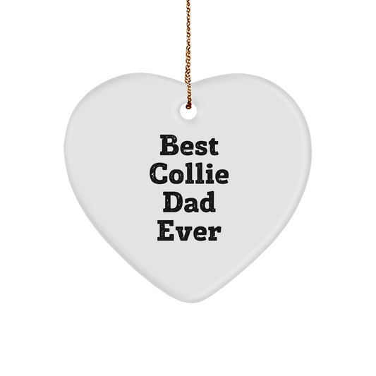 Collie Dog Dad Gifts from Friends, Best Collie Dad Ever Heart Ornament for Collie Dog Lovers, Unique Christmas Unique Gift - Image 1