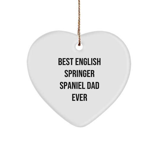 English Springer Spaniel Dad Gifts, Funny Christmas Ornament, Best English Springer Spaniel Dad Ever, Heart-Shaped Ornament, Gifts from Men to English Springer Spaniel Dog Owners - Image 1