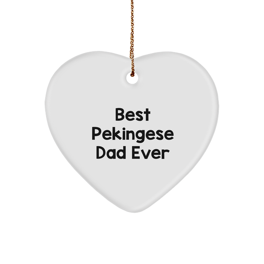 Pekingese Dog Lover Gifts from Friends to Family, Best Pekingese Dad Ever Heart Ornament, Funny Christmas Memorable Present - Image 1