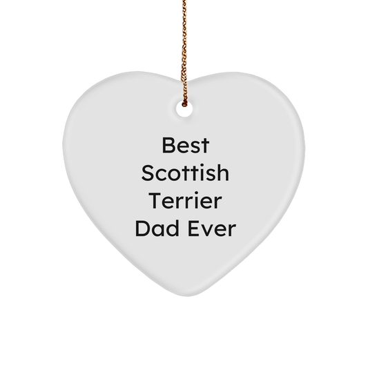 Scottish Terrier Dog Lovers Gifts - Heart Ornament for Dad 'Best Scottish Terrier Dad Ever' - Christmas Unique Gifts from Family to Men - Image 1