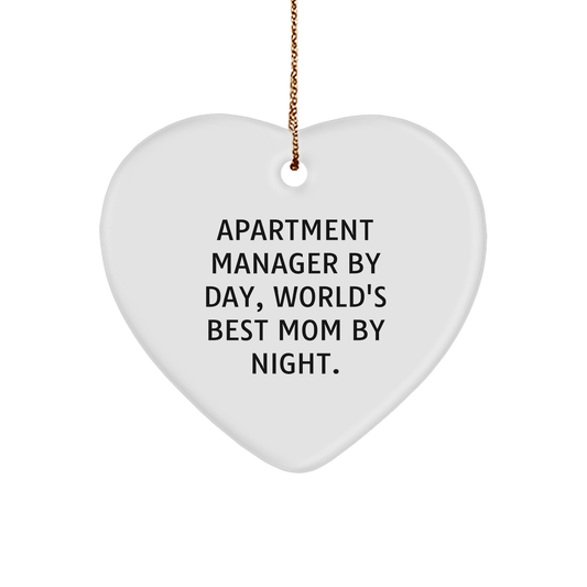 Funny Apartment Manager Gifts by Day, Heart Ornament by Night for Christmas, Gifts from Family to Apartment Manager - Image 1