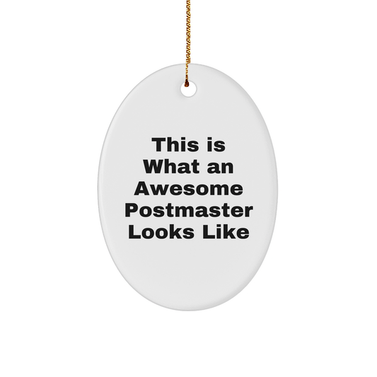 Funny Postmaster Gifts from Friends, Oval Ornament This Is What An Awesome Postmaster Looks Like, Christmas Unique Postmaster Oval Ornament - Image 1