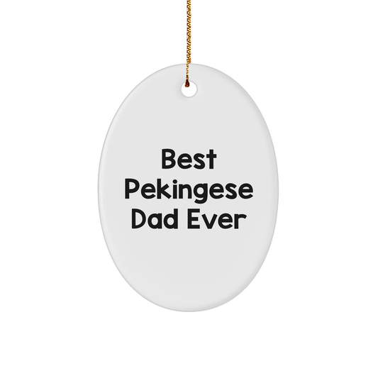 Funny Pekingese Dog Mom Dad Christmas Oval Ornament Gifts from Best Ever - Image 1