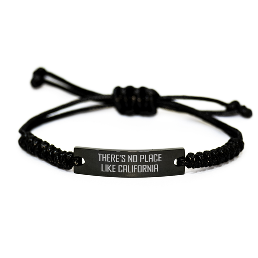 California Inspired Rope Bracelet Gifts from California for Graduation, Funny Quote, Black Stainless Steel, Adjustable Rope, Organza Bag - Image 1