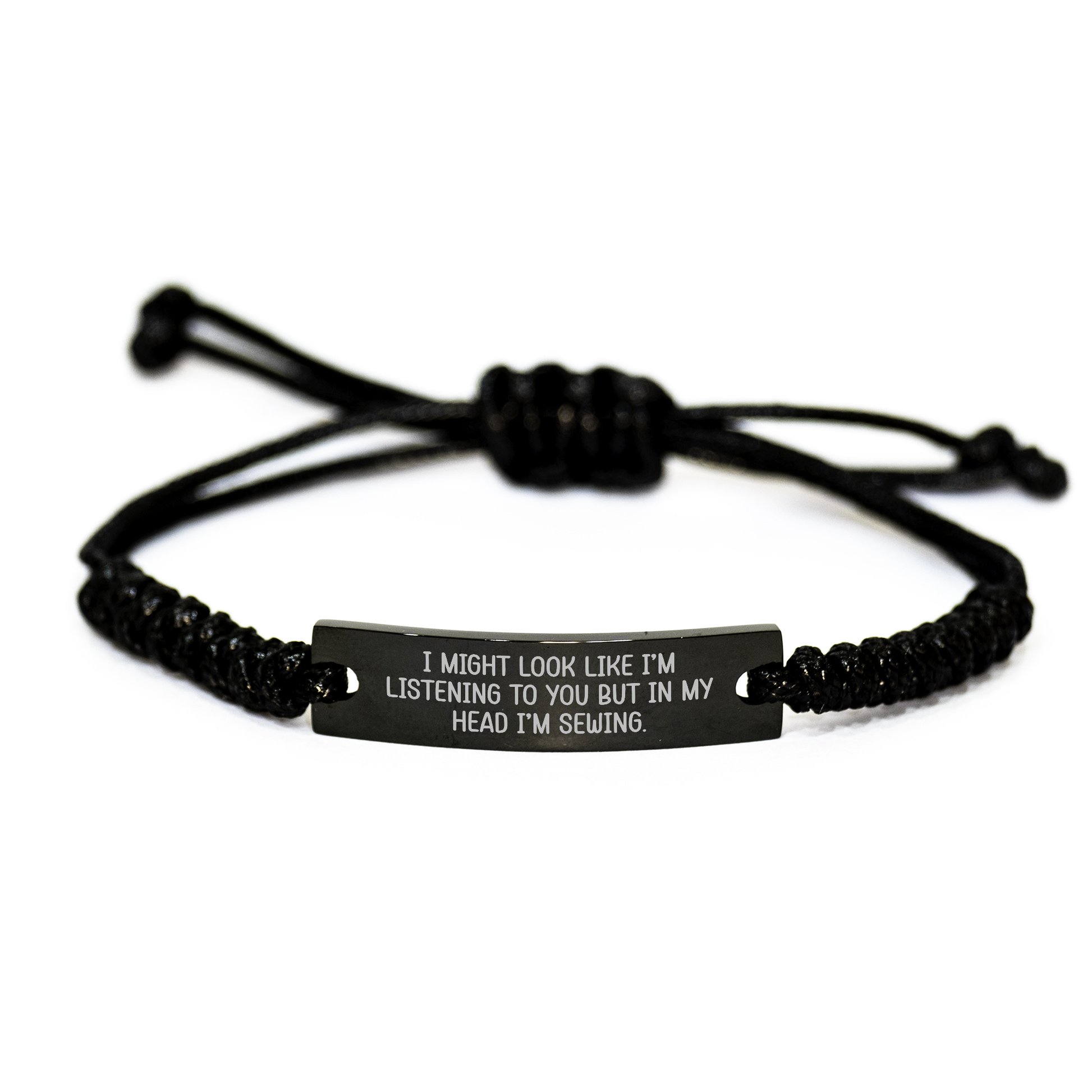 Sewing Enthusiasts Gifts, Funny Quote Rope Bracelet for Sewing Lovers, Adjustable Graduation Unique Gifts from Friends to Family - Image 1