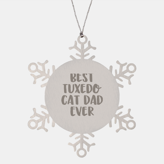 Funny Tuxedo Cat Dad Ever Gifts from Men to Best Tuxedo Cat Owners for Christmas Unique Snowflake Ornament - Image 1