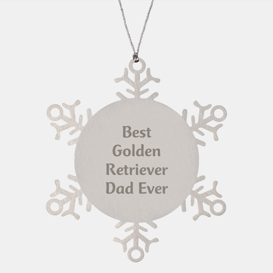 Funny Golden Retriever Dad Ever Snowflake Ornament Gifts for Him from Mom, Unique Christmas Unique Gifts - Image 1