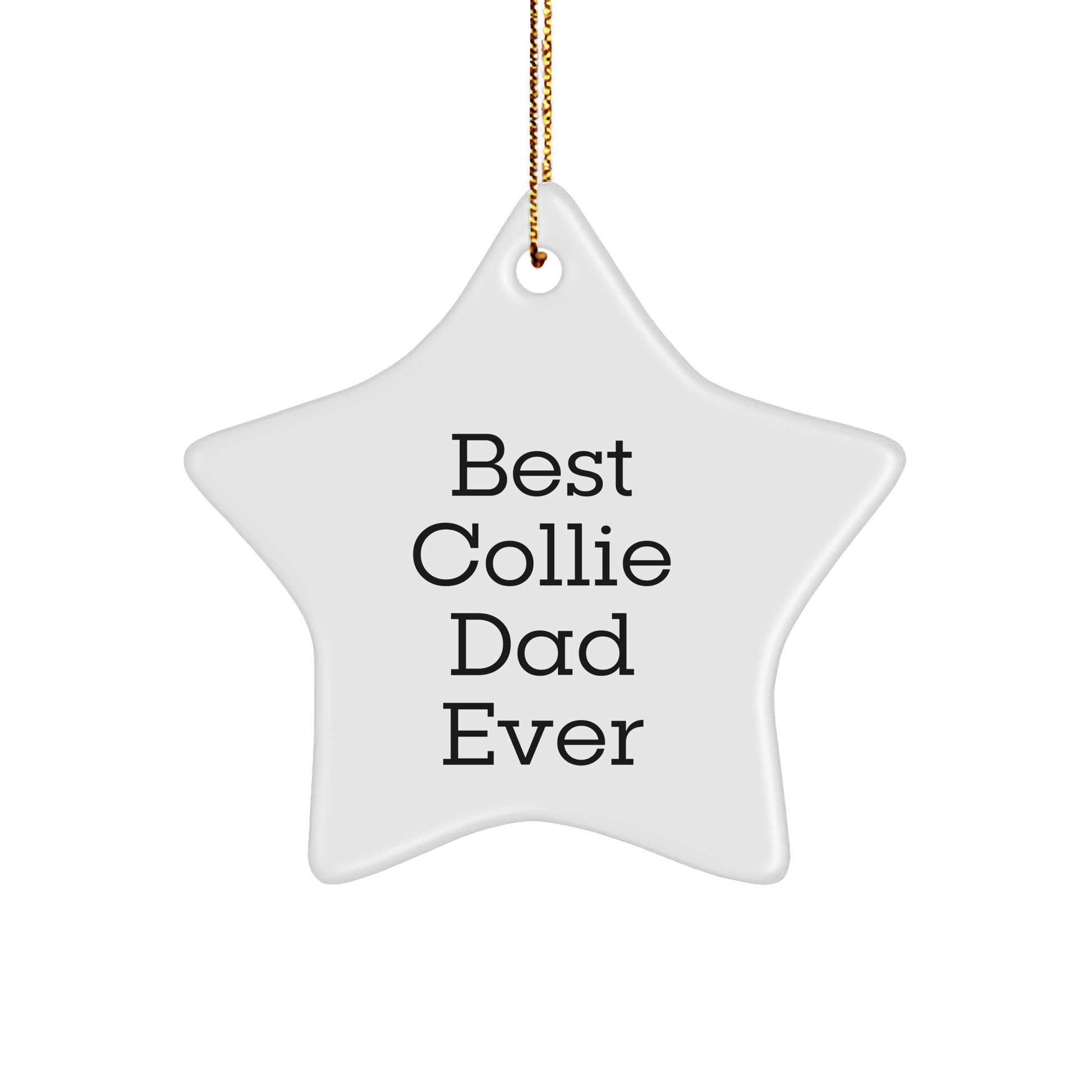 Best Collie Dad Ever Star Ornament for Christmas, White Star Shaped Collie Dog Gift, Gifts from Men to Best Collie Dad Ever - Image 1