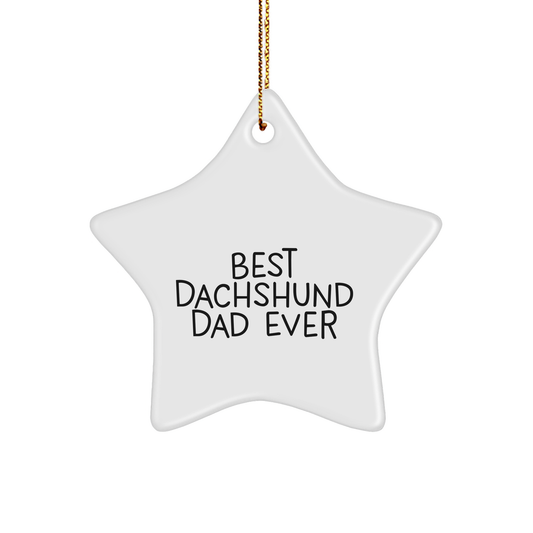 Funny Best Dachshund Dad Ever | Dachshund Dog Christmas Unique Gifts | Star Ornament with Funny Quotes for Best Dachshund Dad - Image 1