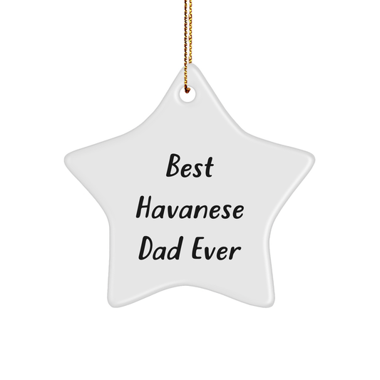 Havanese Dog Star Ornament, Best Dad Ever Quote, Funny Gifts for Men, Women, Friends, Family, Christmas Unique - Image 1