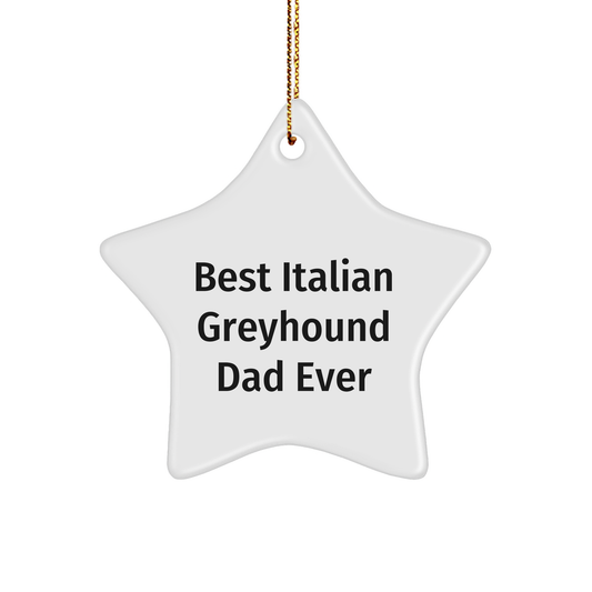 Funny Italian Greyhound Dog Dad Gifts for Christmas - Star Ornament from Men, Best Dad Ever, Italian Greyhound Dog Lovers Gifts, Star Shaped Decor, White Color, MDF Material - Image 1