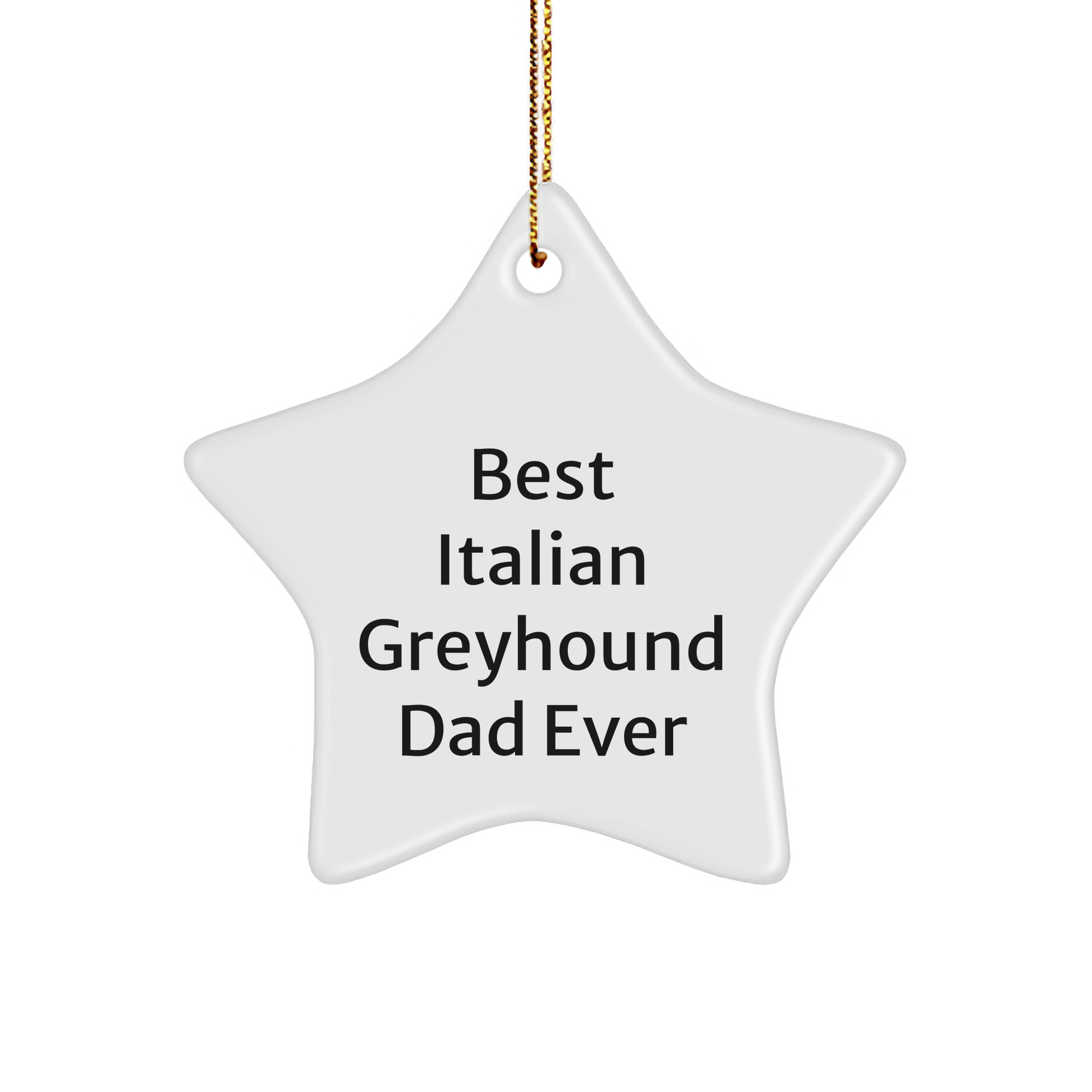 Italian Greyhound Dad Gifts from Men to Italian Greyhound Dog, Star Ornament for Christmas, Funny 'Best Italian Greyhound Dad Ever' Quote - Image 1